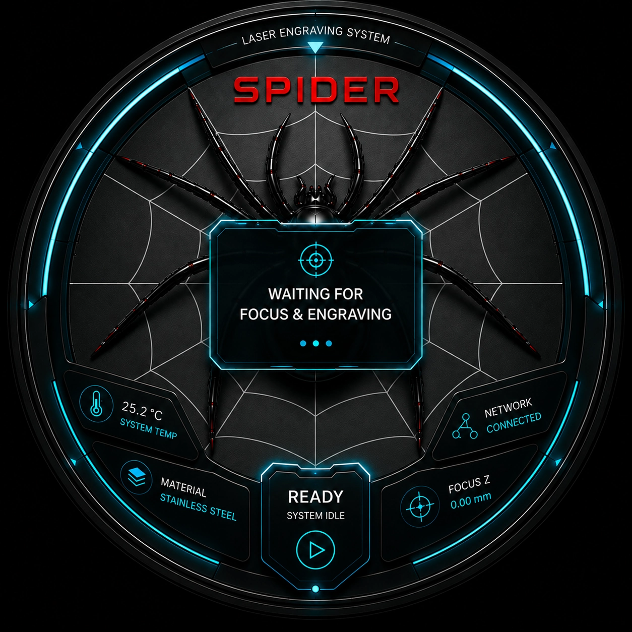 Spider screen: waiting for focus and engraving